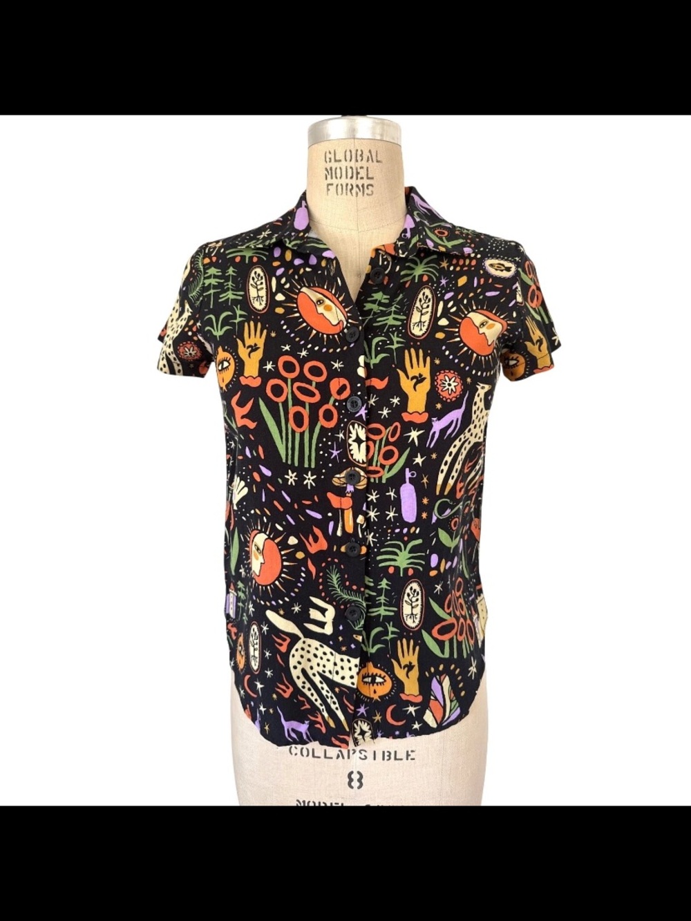 Nooworks Joyce Button Down Shirt in Tarot Garden Size XSmall Rayon